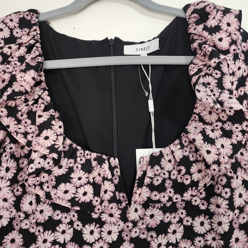 Likely black pink Bella Floral Print Midi Dress Prarie croquet Cottagecore Bridg - Picture 11 of 16